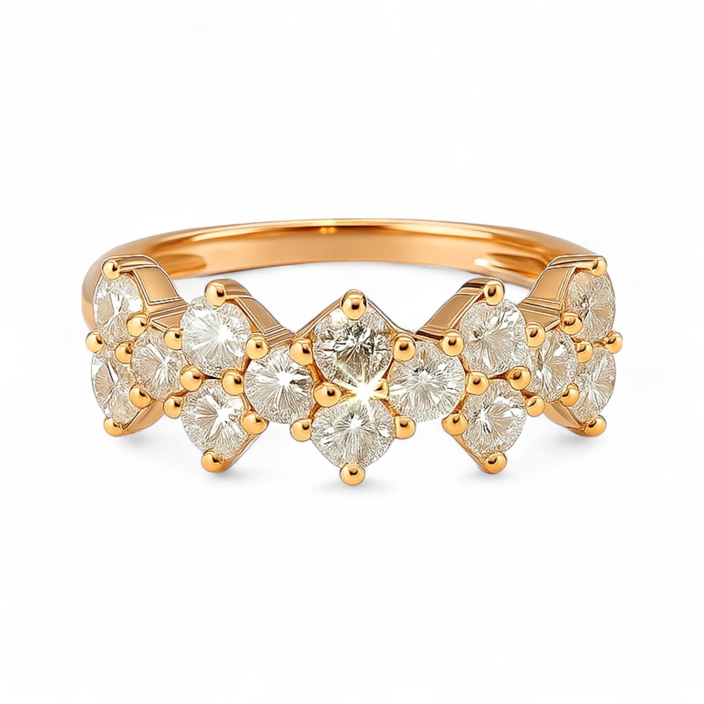 14k Rose Gold and Staggered Lab Grown Diamond Band (1.02 tcw)