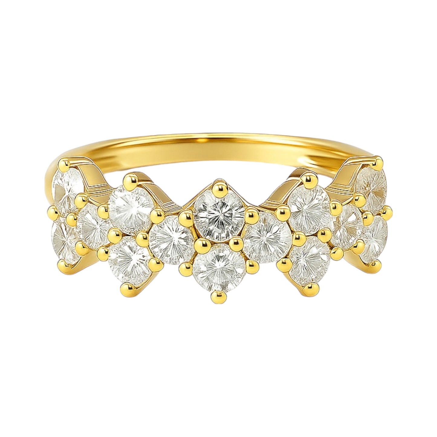 14k Yellow Gold and Staggered Lab Grown Diamond Band (1.02 tcw)