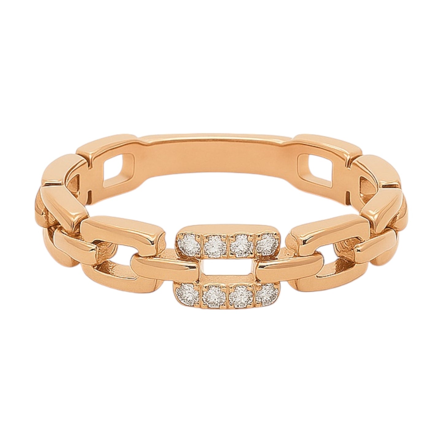 14k Rose Gold and Natural Diamond 3/4 Chain Links Ring (0.05tcw)