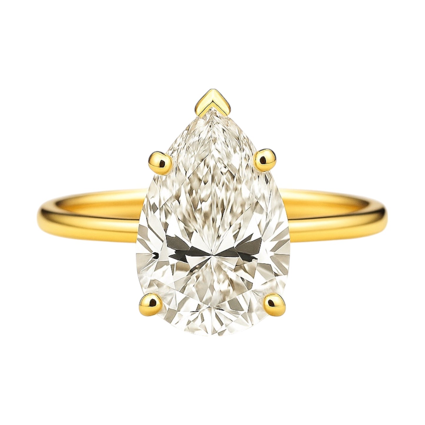 14k Yellow Gold and Lab Pear Diamond Engagement Ring (2.02 tcw)