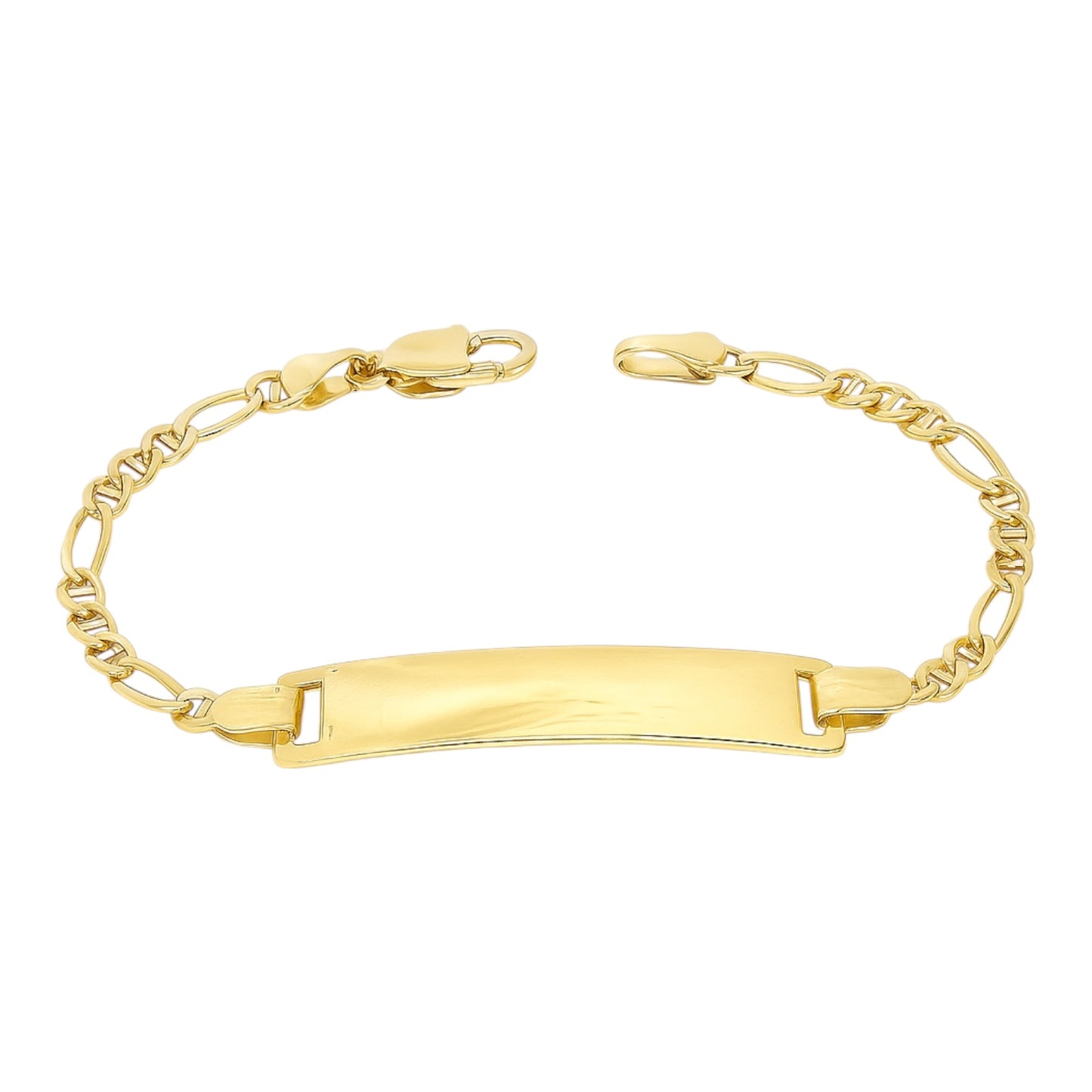 14k TriColor Yellow Gold Figaro ID Bracelet - 5"