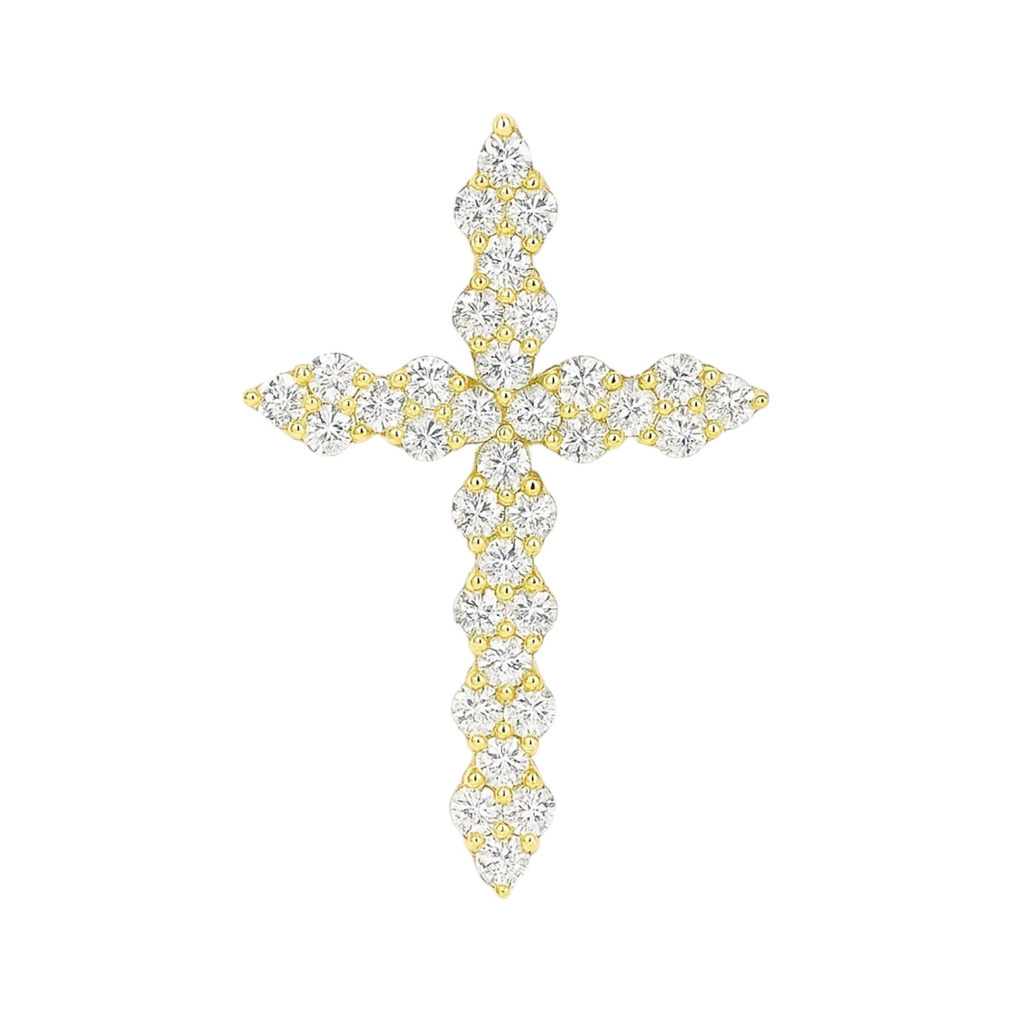14k Yellow Gold and Natural Diamonds Cross Pendant (0.25tcw)