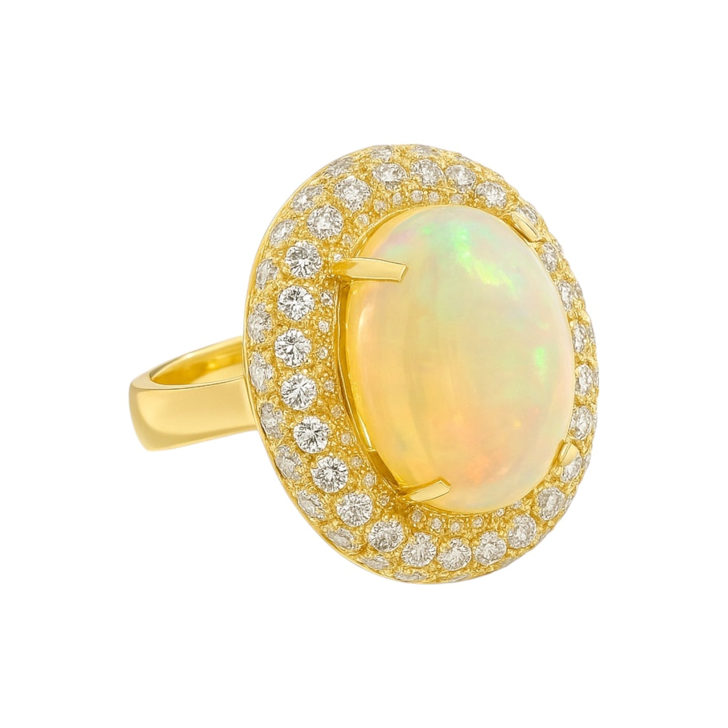 3.85ct Opal Ring with 1.08tcw Natural Diamonds in 18k Yellow Gold