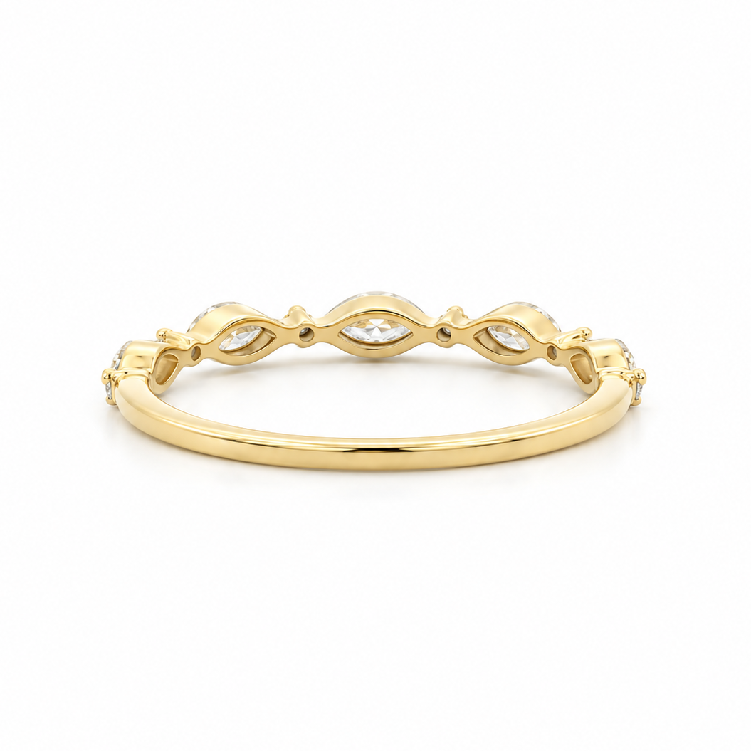 14k Gold Marquise and Round Diamond Band | 0.42tcw