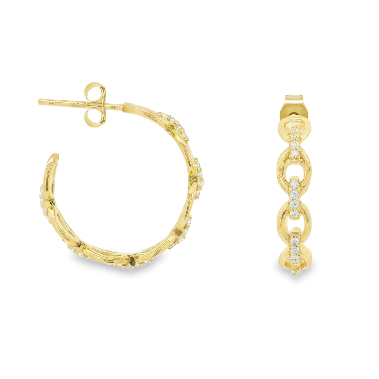 Celeste Chain Moissanite Oval Link Earrings – 21mm