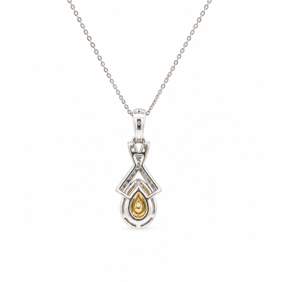 14k White Gold Natural White and Yellow Diamond Pendant | 0.55ctw