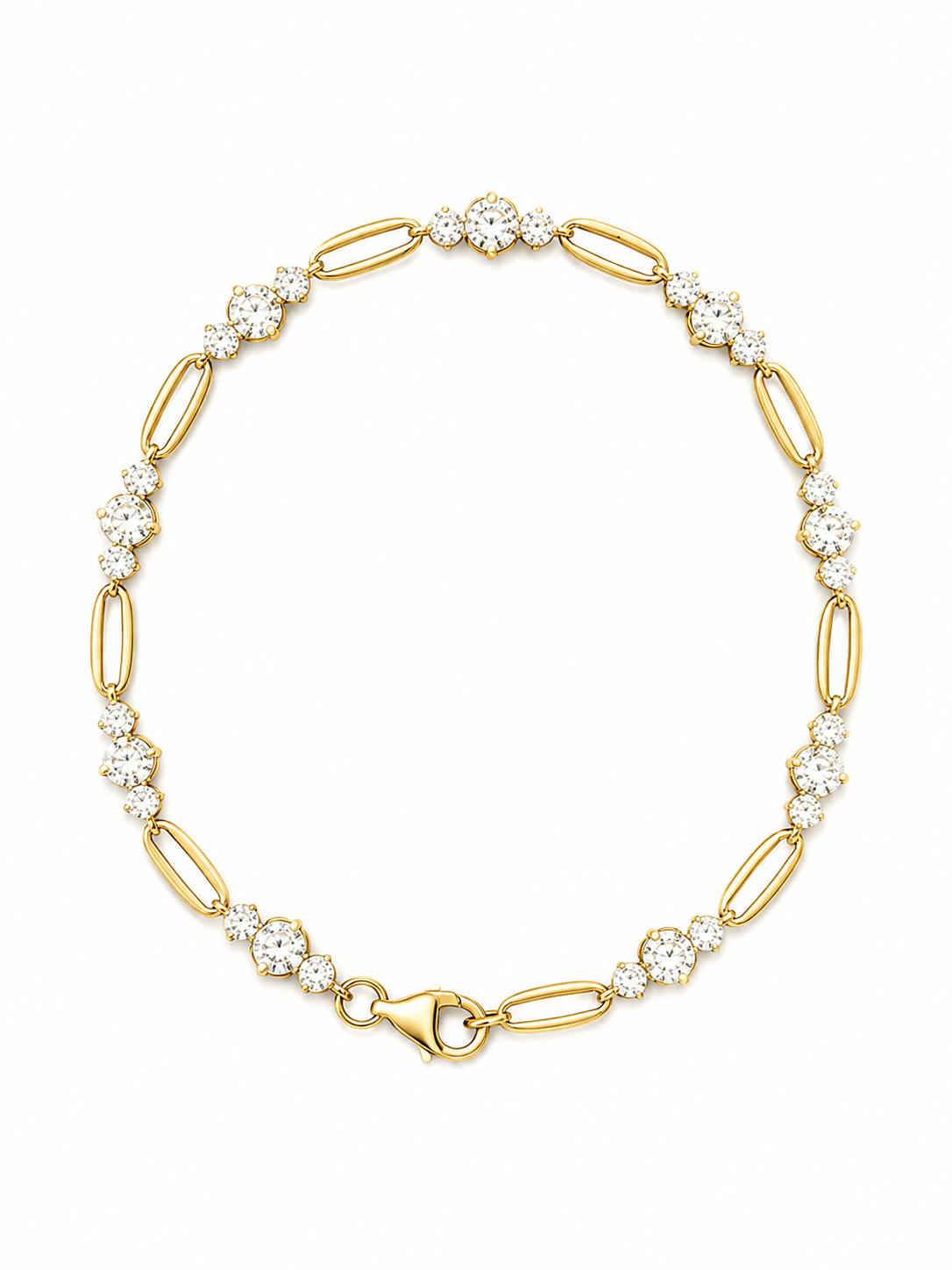 14k Gold Graduated Lab Diamond Paperclip Bracelet 3.47ctw | 7"