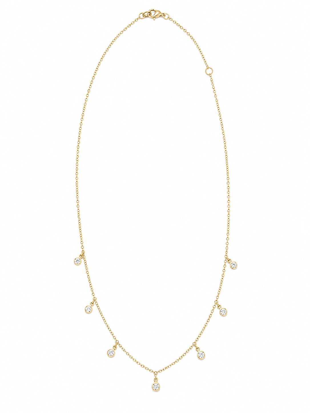 14k Gold Natural Diamond Bezel Drop Necklace | 0.28 tcw EF/VS Diamond | Adjustable 16"-18"