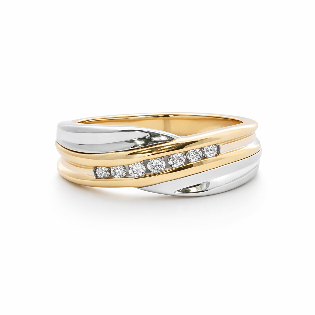 10k Gold Natural Diamond Yellow Groove Band | 0.25 tcw