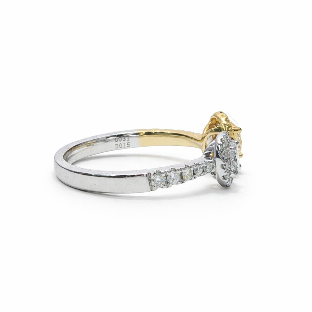 18k Natural Diamond Two Tone Oval Halo "Balance Ring" (0.80tcw)