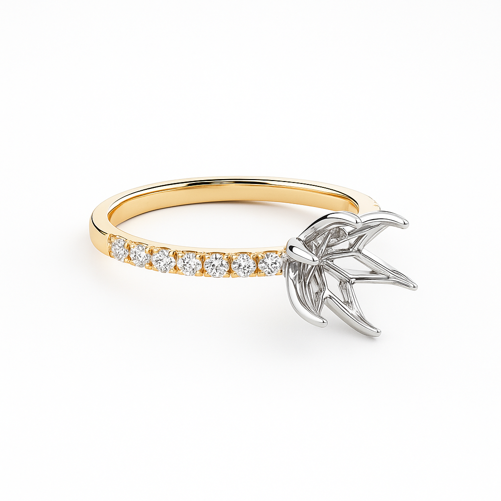 14k Gold Natural Diamond Tulip Mounting (0.22 tcw)