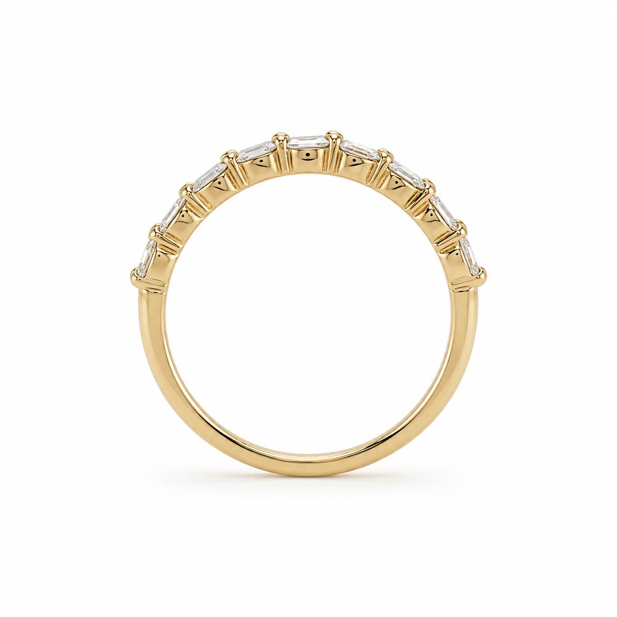 14k Gold 0.86 tcw Lab Grown Diamond Single Shared Prong Half Eternity Band