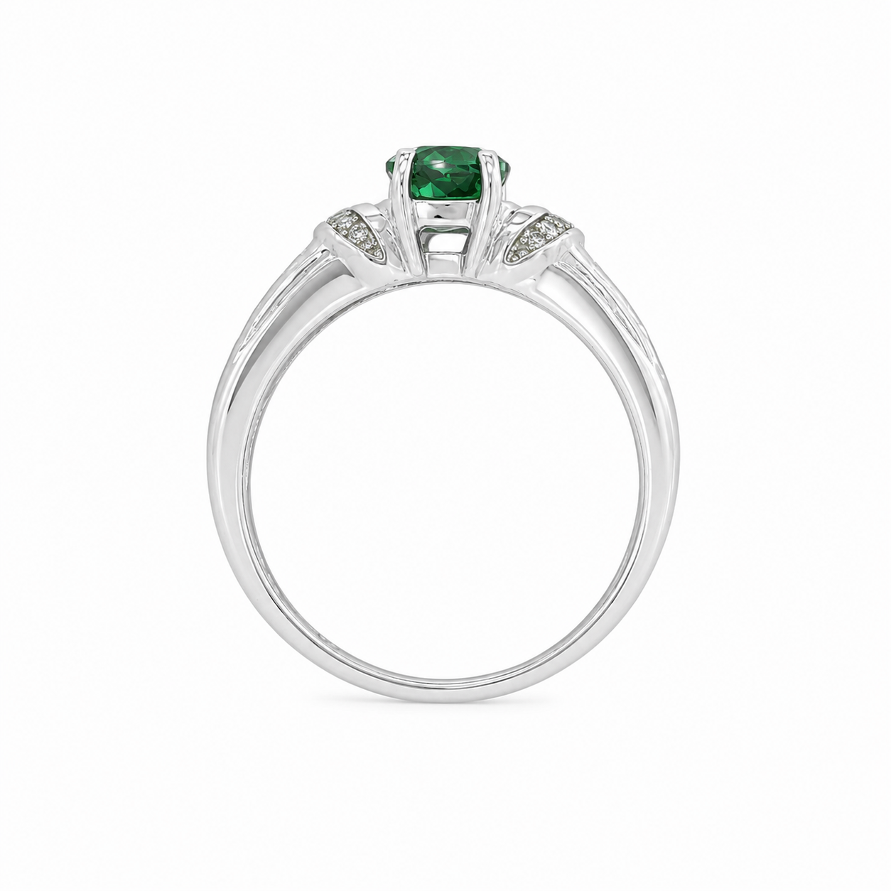 14k White Gold Natural Diamond & Mint Green Tourmaline Ring | 1.00tcw
