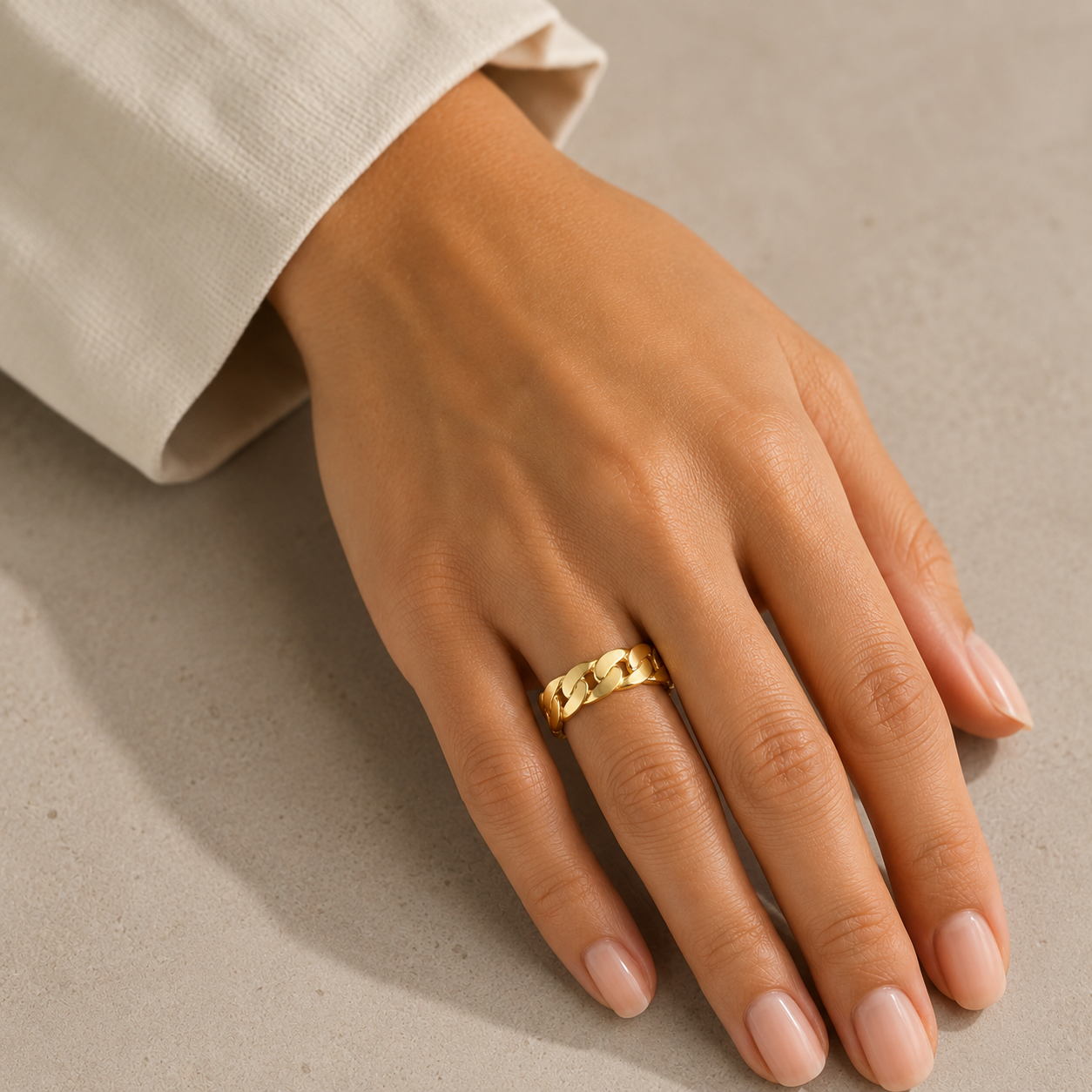 14k Yellow Gold Cuban Ring (sz. 8)