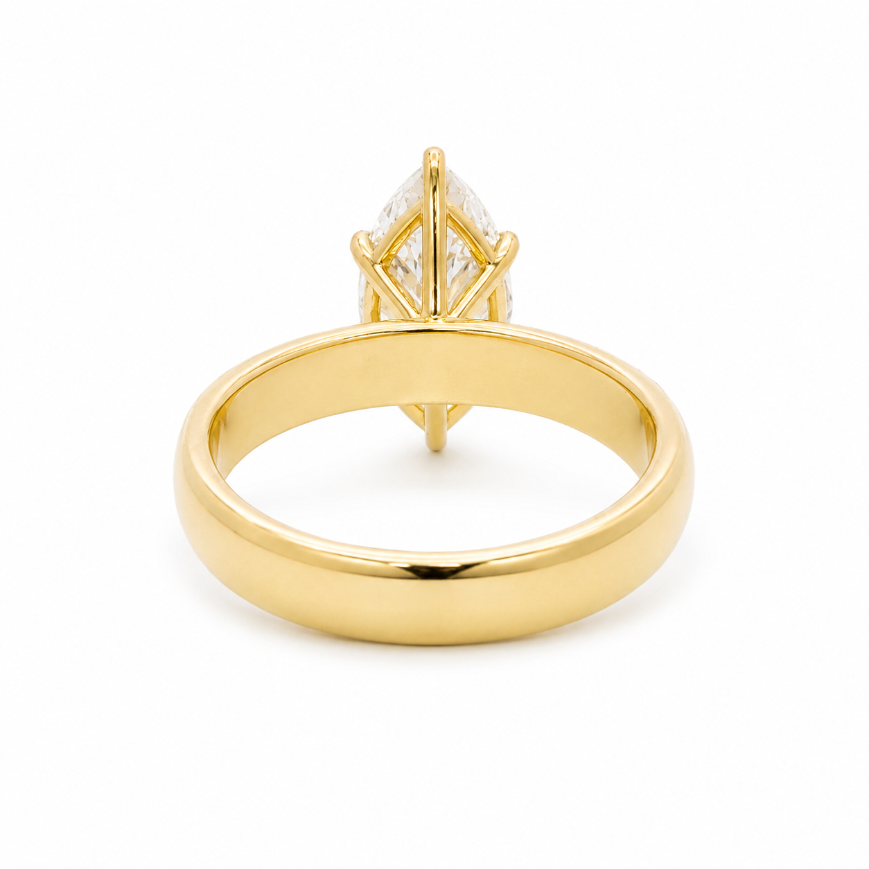 14k Gold 3.02ct Marquise Cut Lab Diamond Cigar Band Ring with Mixed Cut Accents | E/VS1