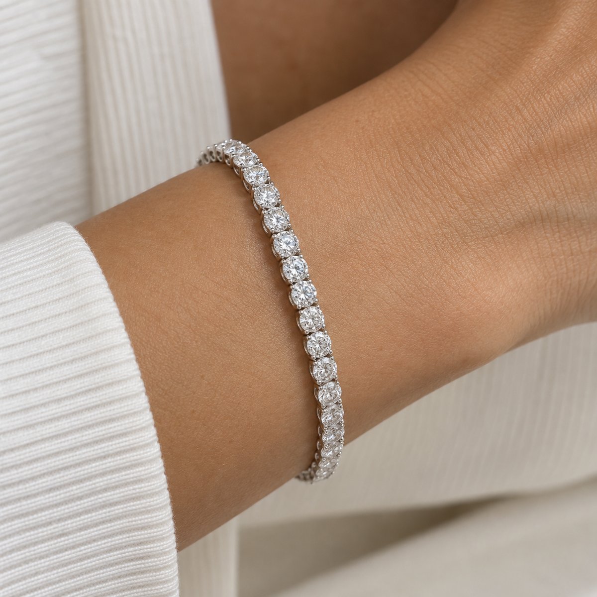 Platinum 4mm Lab Grown Diamond Tennis Bracelet | 6.5" | 9.8ctw