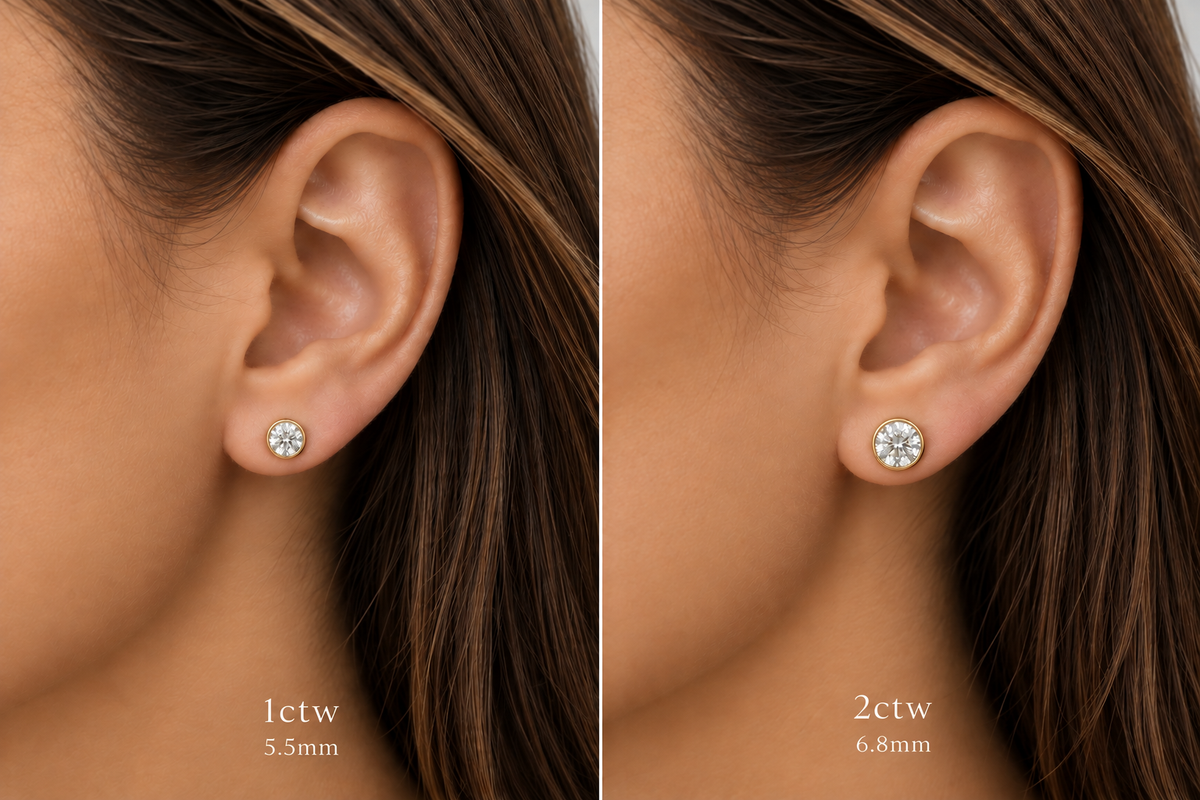 14k Gold Bezel-Set Round Diamond Stud Earrings