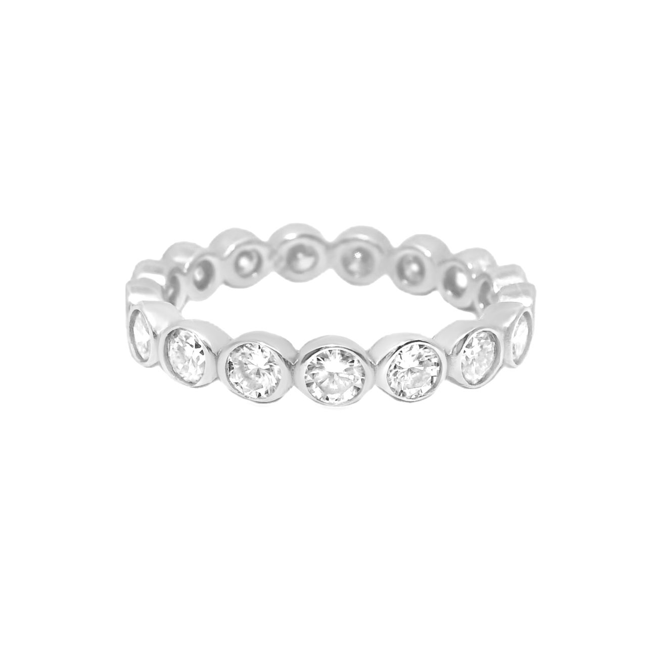 Sterling Silver Moissanite (3.0tcw) Bezel-Set Eternity Band