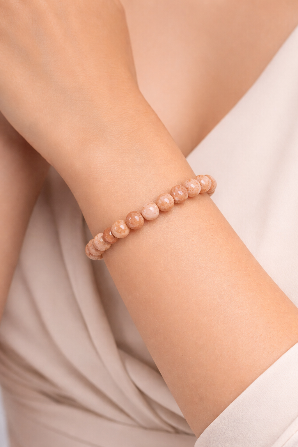 8-8.5mm A-Grade Natural Russet Jadeite Bead Bracelet - 7"