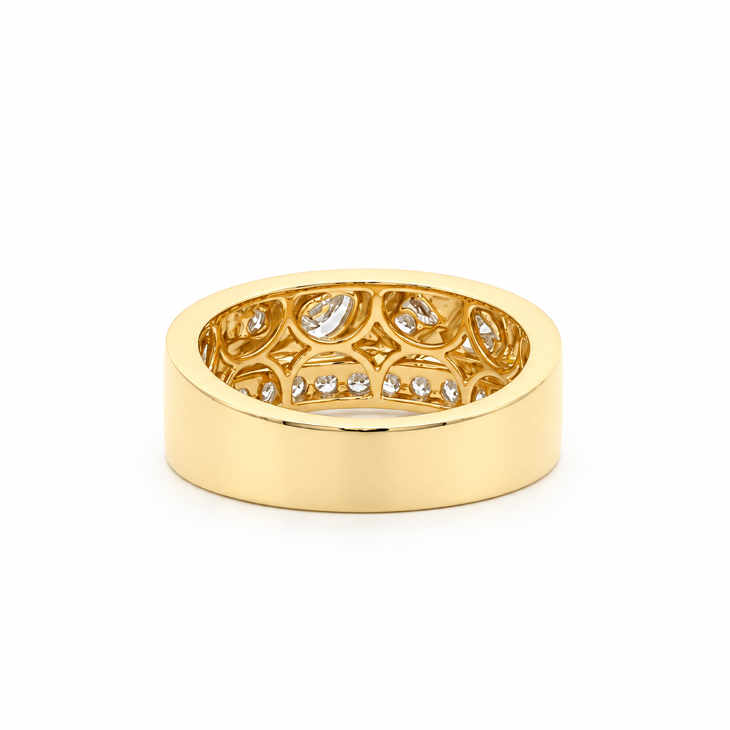 18k Gold Gypsy Set Diamond Infinity Cigar Band Ring | 0.62tcw