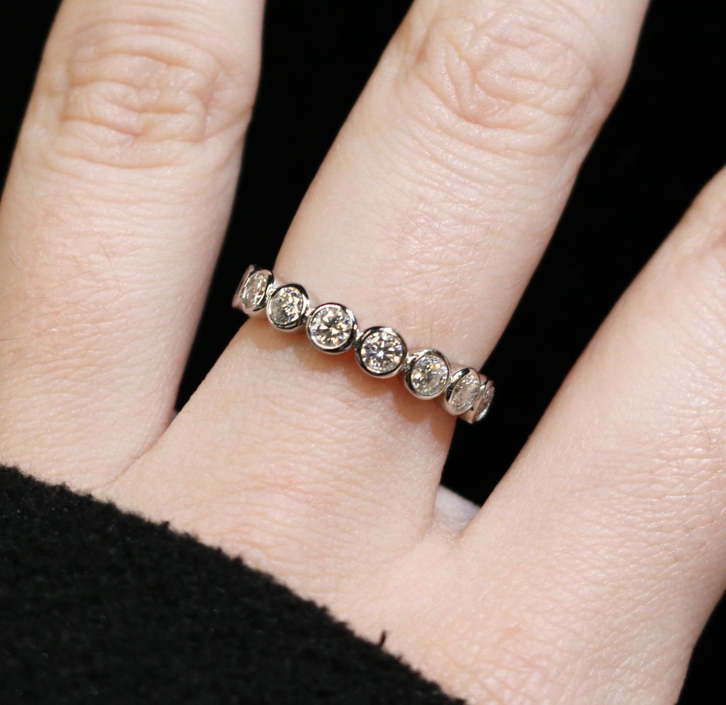Sterling Silver Moissanite (3.0tcw) Bezel-Set Eternity Band