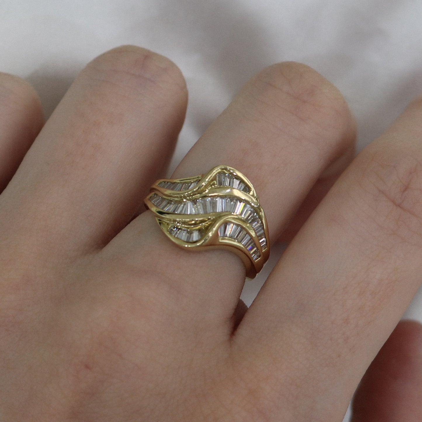 14k Gold and Natural Diamond Wave Band (0.75 tcw)
