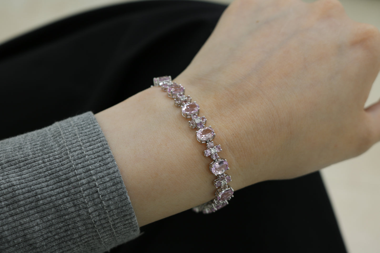 Blush Blossom Bracelet in 14K White Gold | Pink Topaz, Pink Sapphire & Natural Diamonds