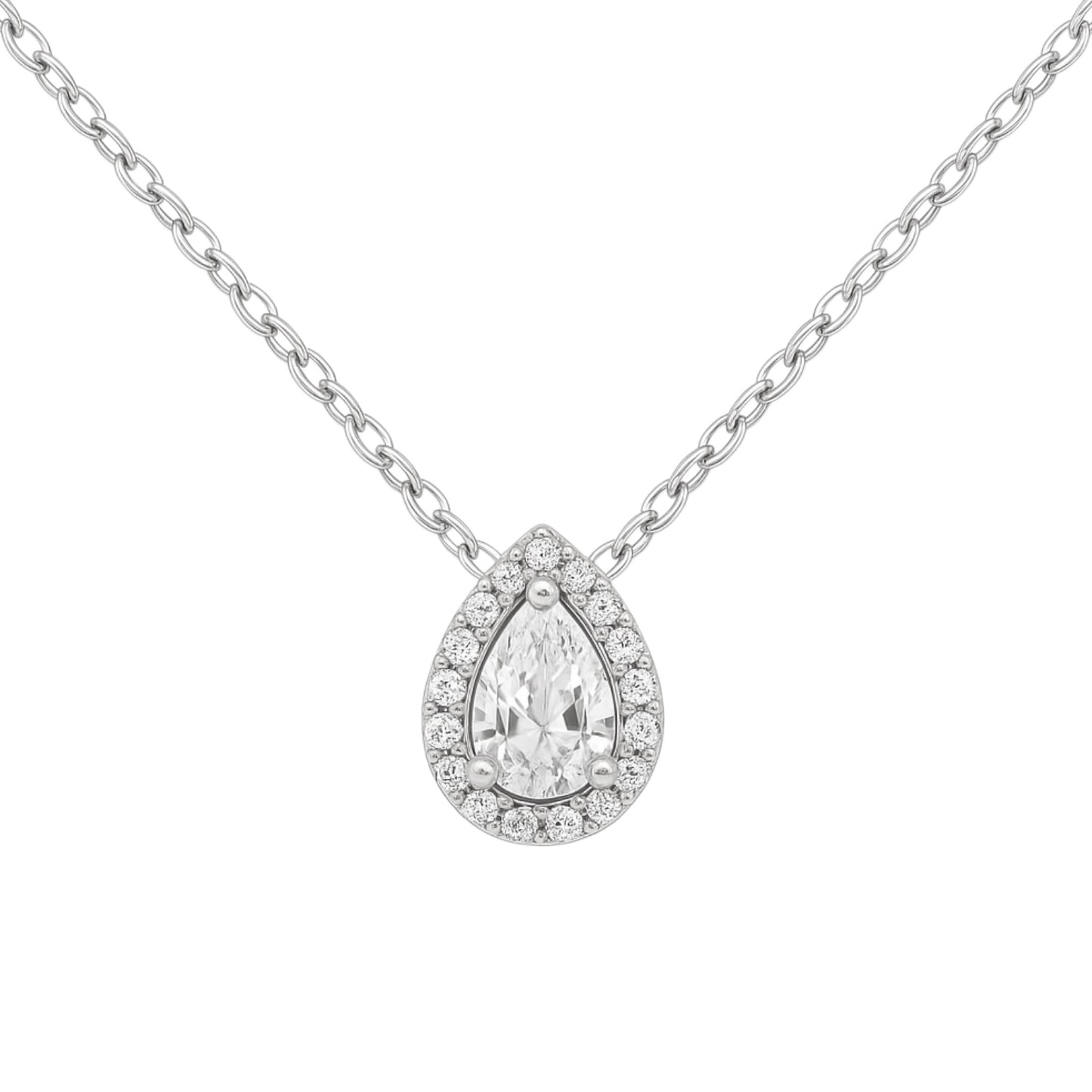 14k White Gold Diamond Teardrop Necklace (0.28 t.c.w)