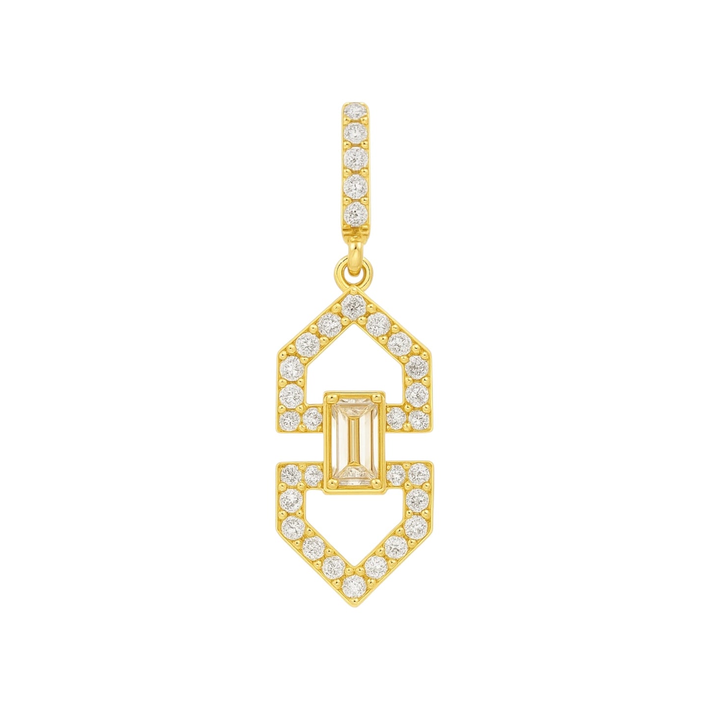 14k Gold and CZ Geometric Pendant