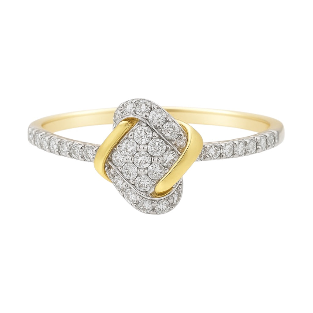 14k Yellow Gold with Natural Diamonds Interwoven Ring (0.17tcw)