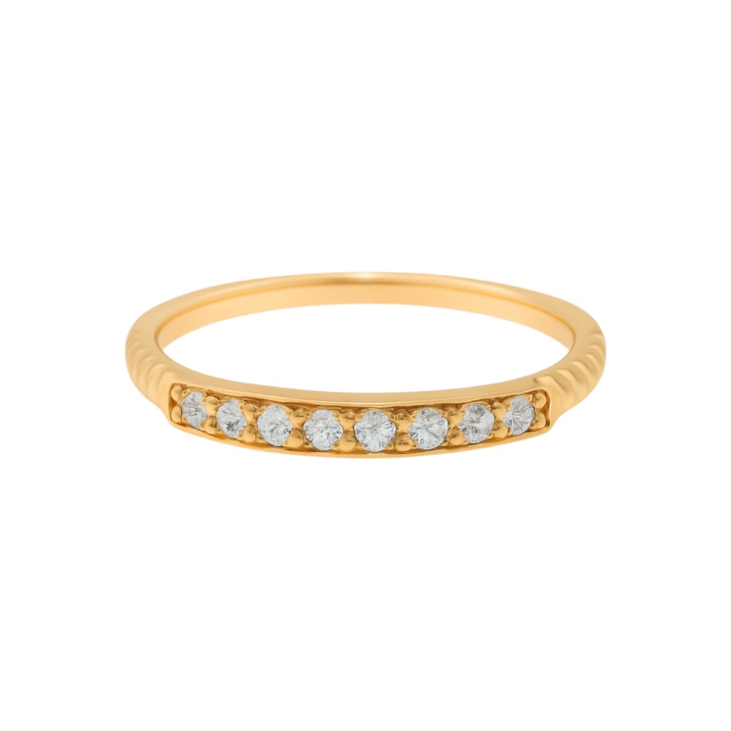 14k Yellow Gold Rope Ring with Natural Diamonds Row (0.13tcw)