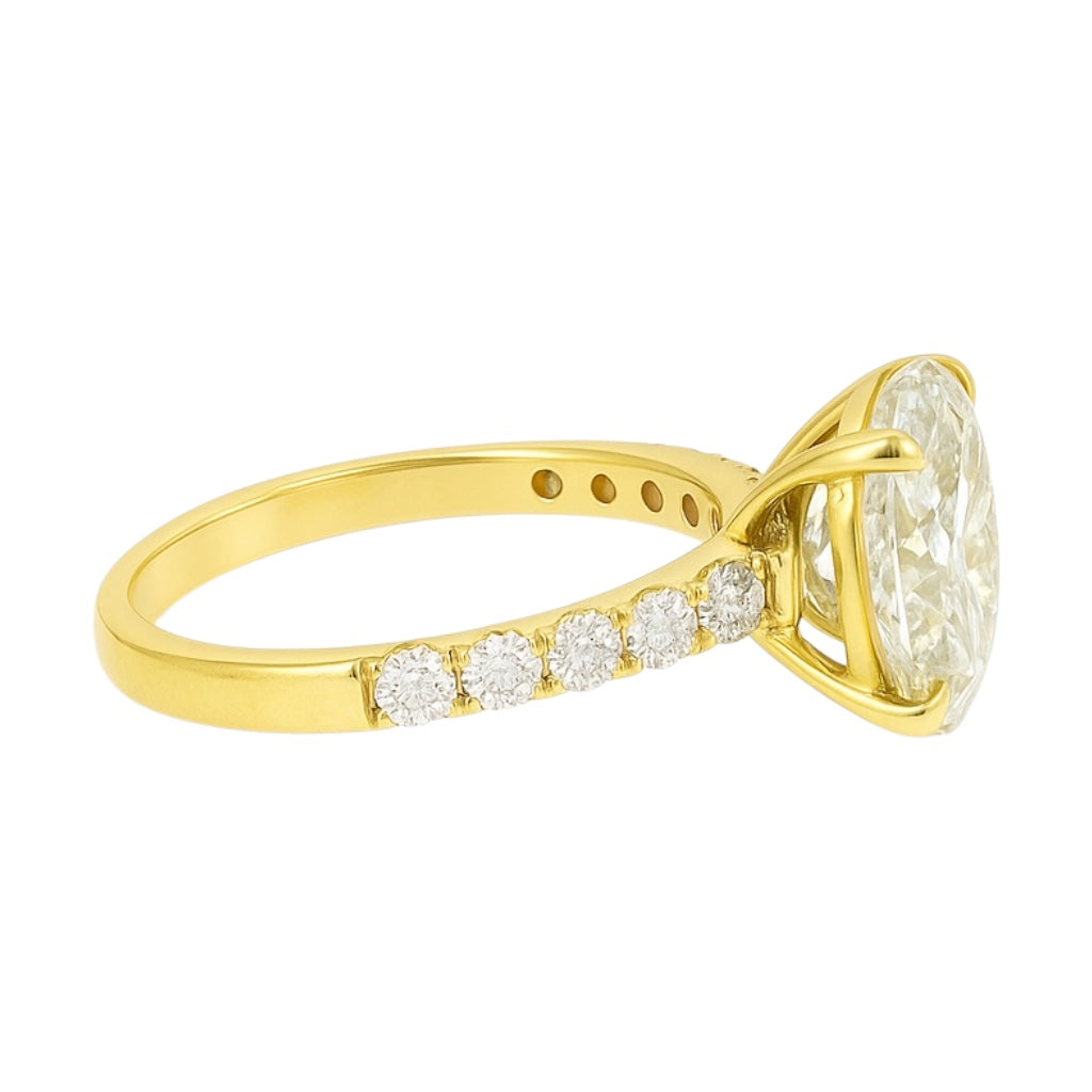3.09 carat Oval Lab Grown Diamond Pave Band in 14k Yellow Gold (E, VS1)