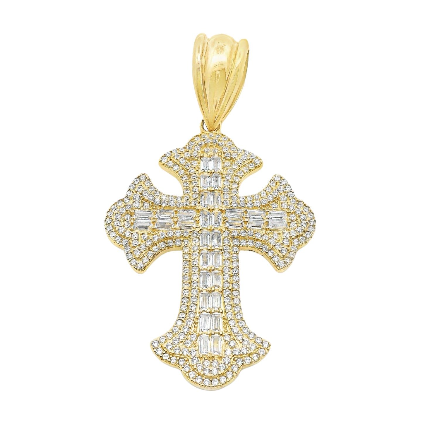 14k Gold Fleur-De-Lis Cross Pendant