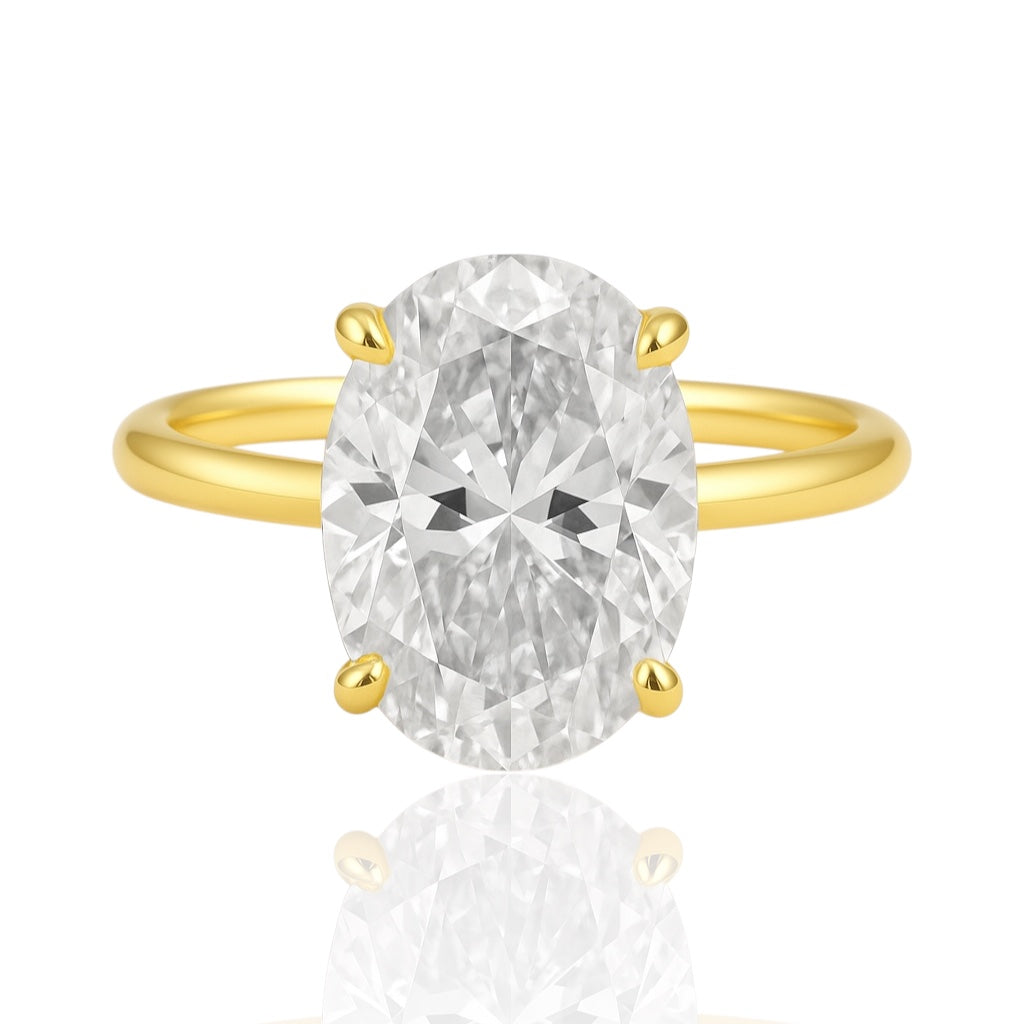 4.5ct Oval Cut Moissanite Engagement Ring in Gold Plated Sterling Silver