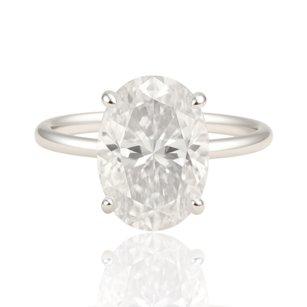 4.5ct Oval Cut Moissanite Engagement Ring in Sterling Silver