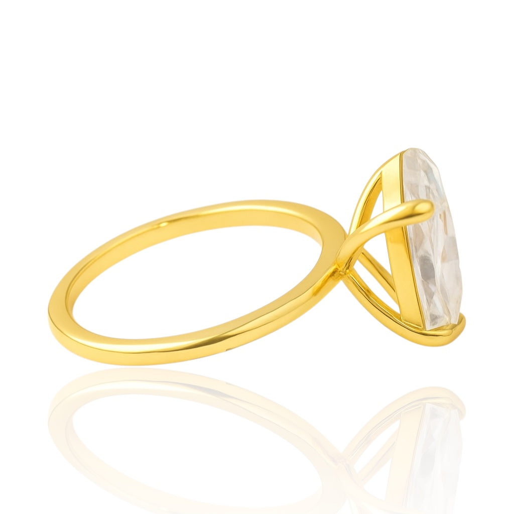 4.5ct Oval Cut Moissanite Engagement Ring in Gold Plated Sterling Silver