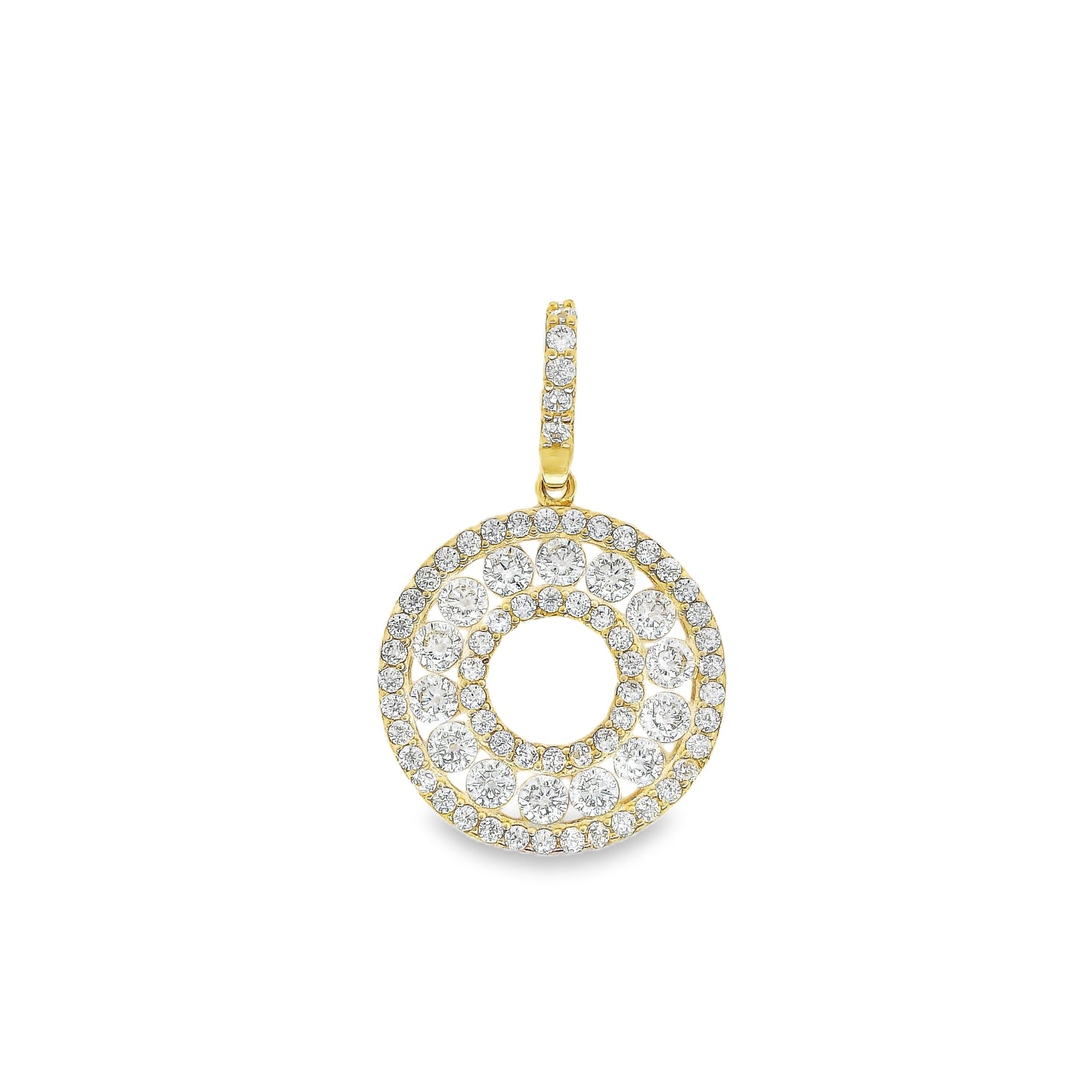 14k Gold Circle Eternity Pendant with CZ