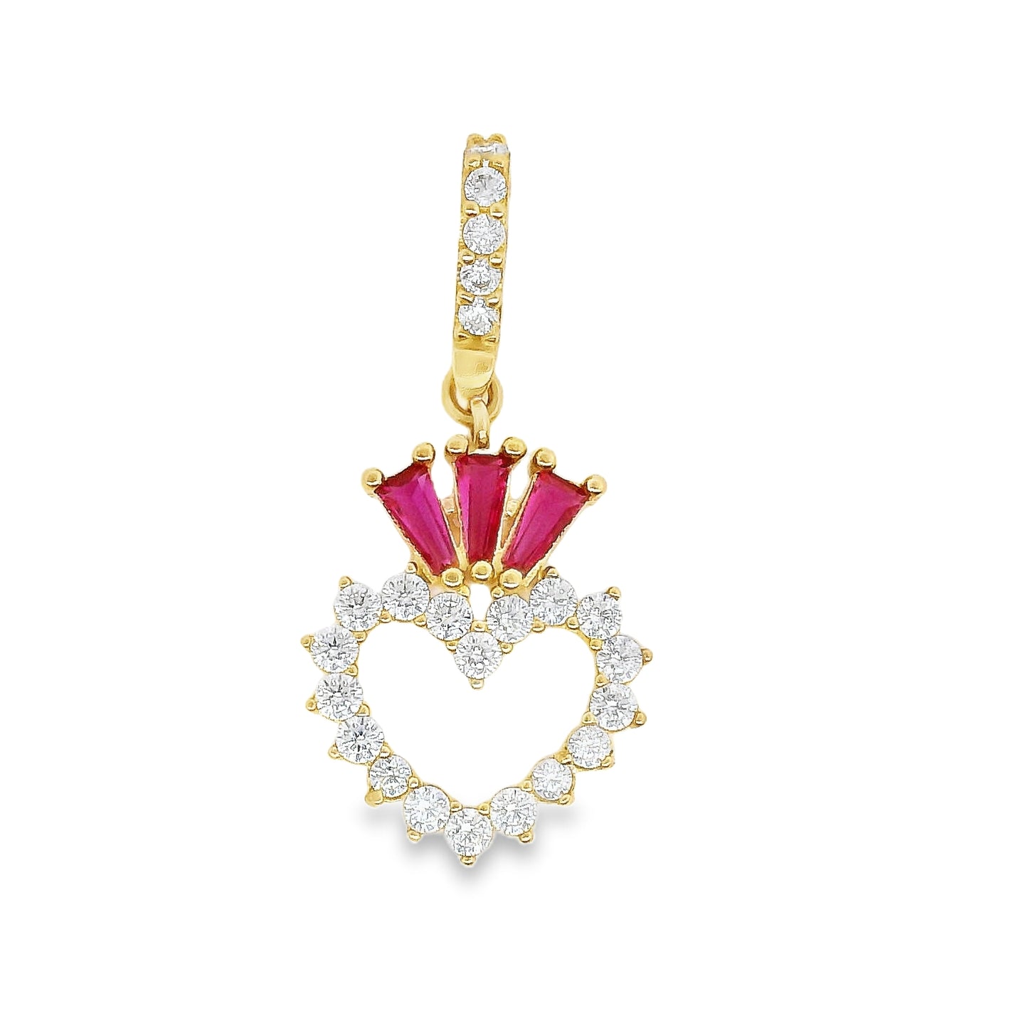 14k Gold Crown Heart Pendant