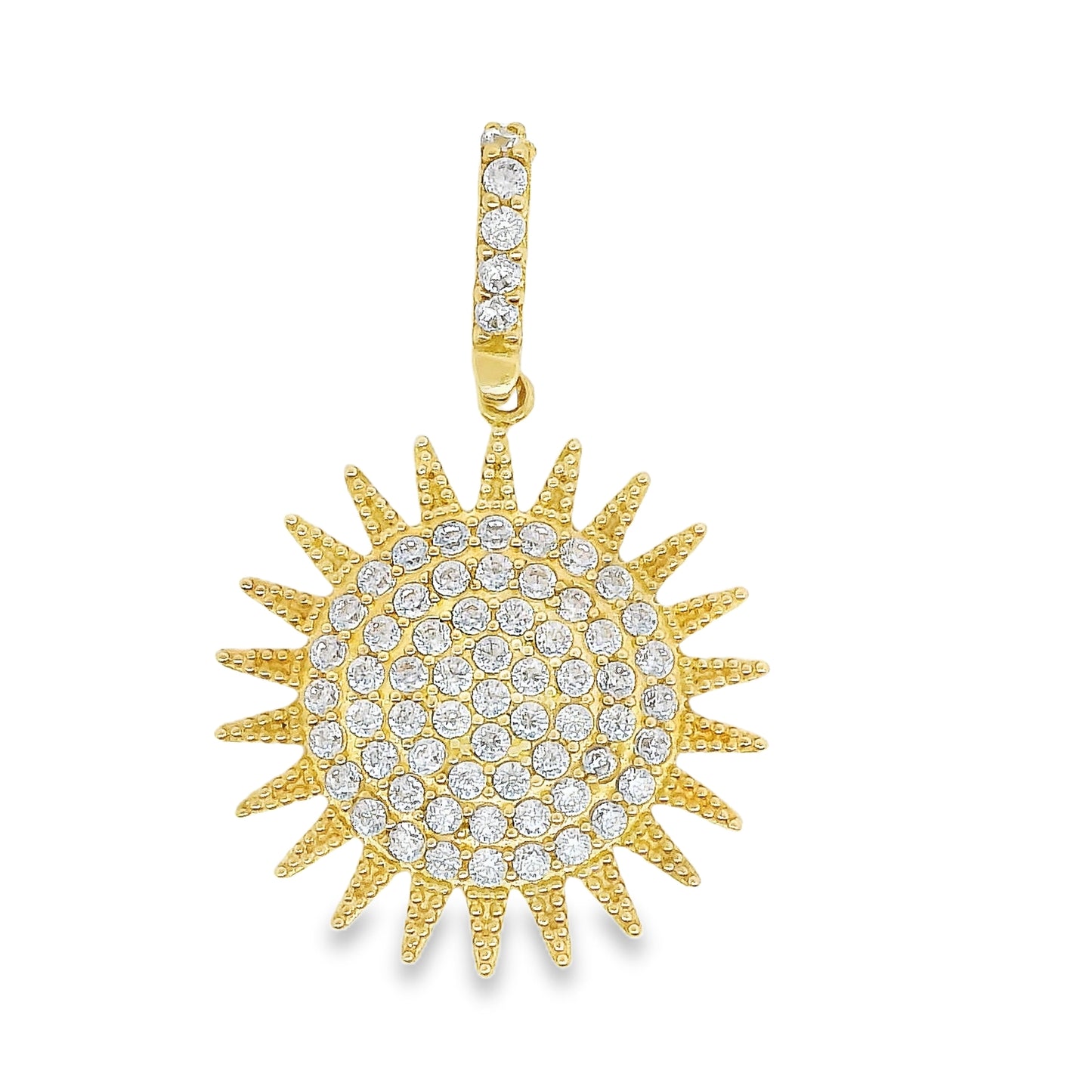 14k Gold Sun Pendant with CZ