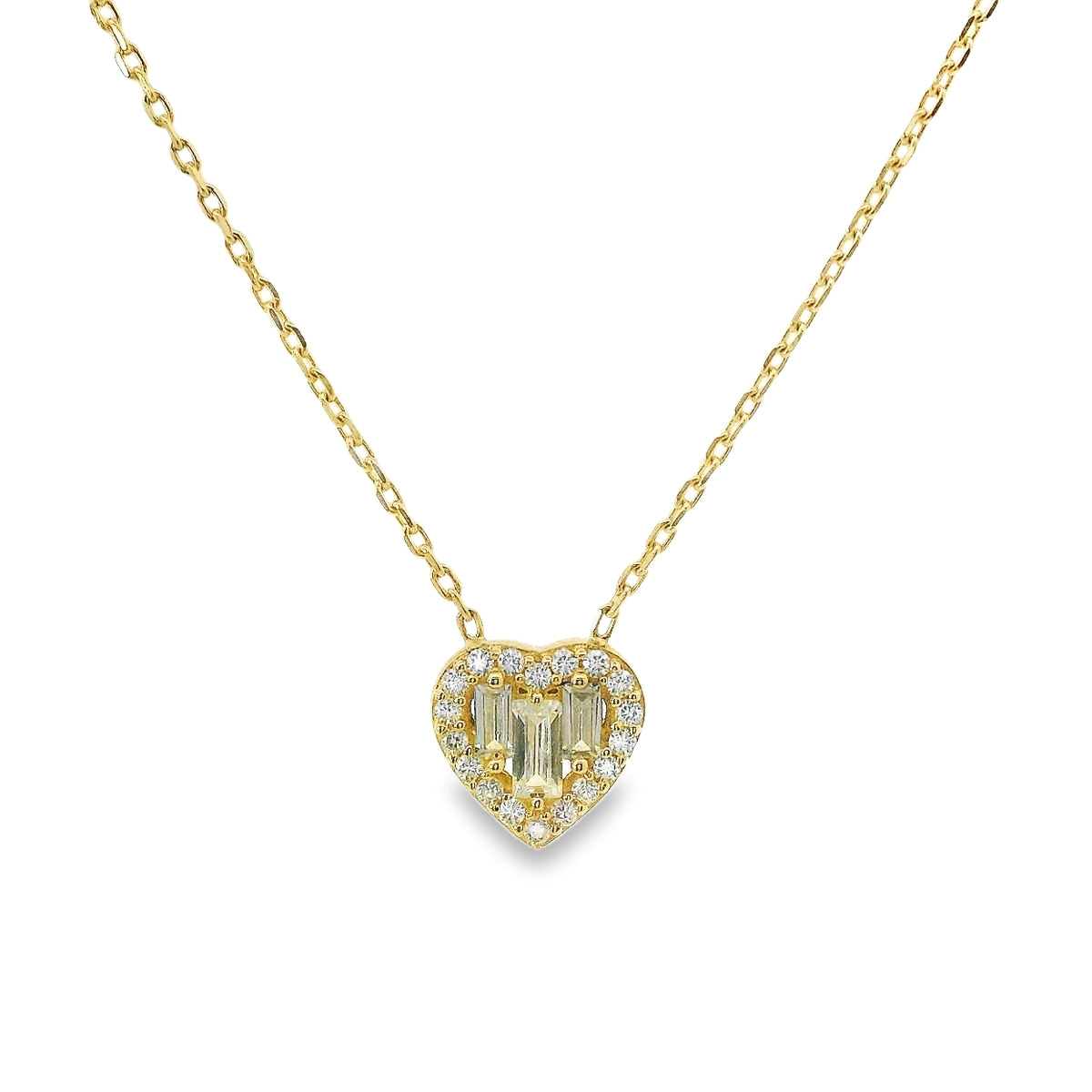 14K Yellow Gold CZ Heart Necklace (2.2 grams)