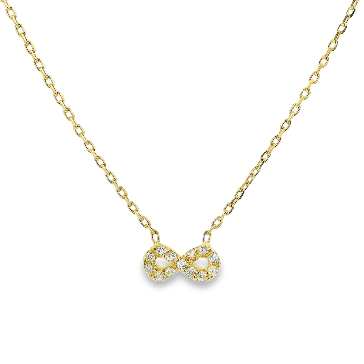 14K Yellow Gold CZ Infinity Necklace (1.9 grams)