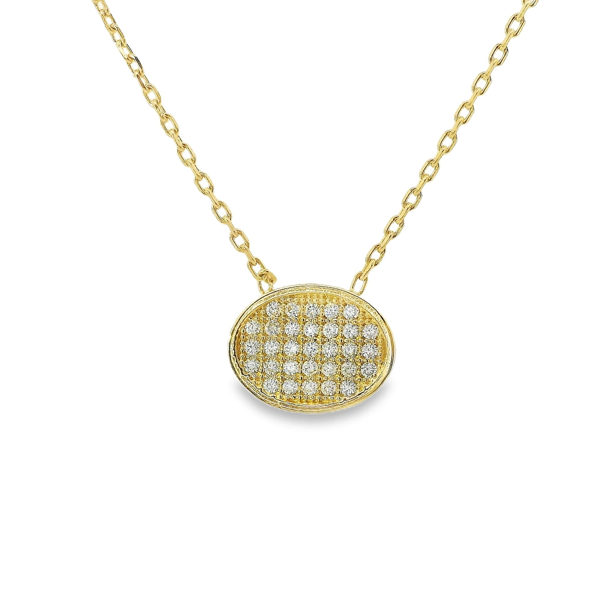 14K Yellow Gold CZ Oval Necklace (2.2 grams)