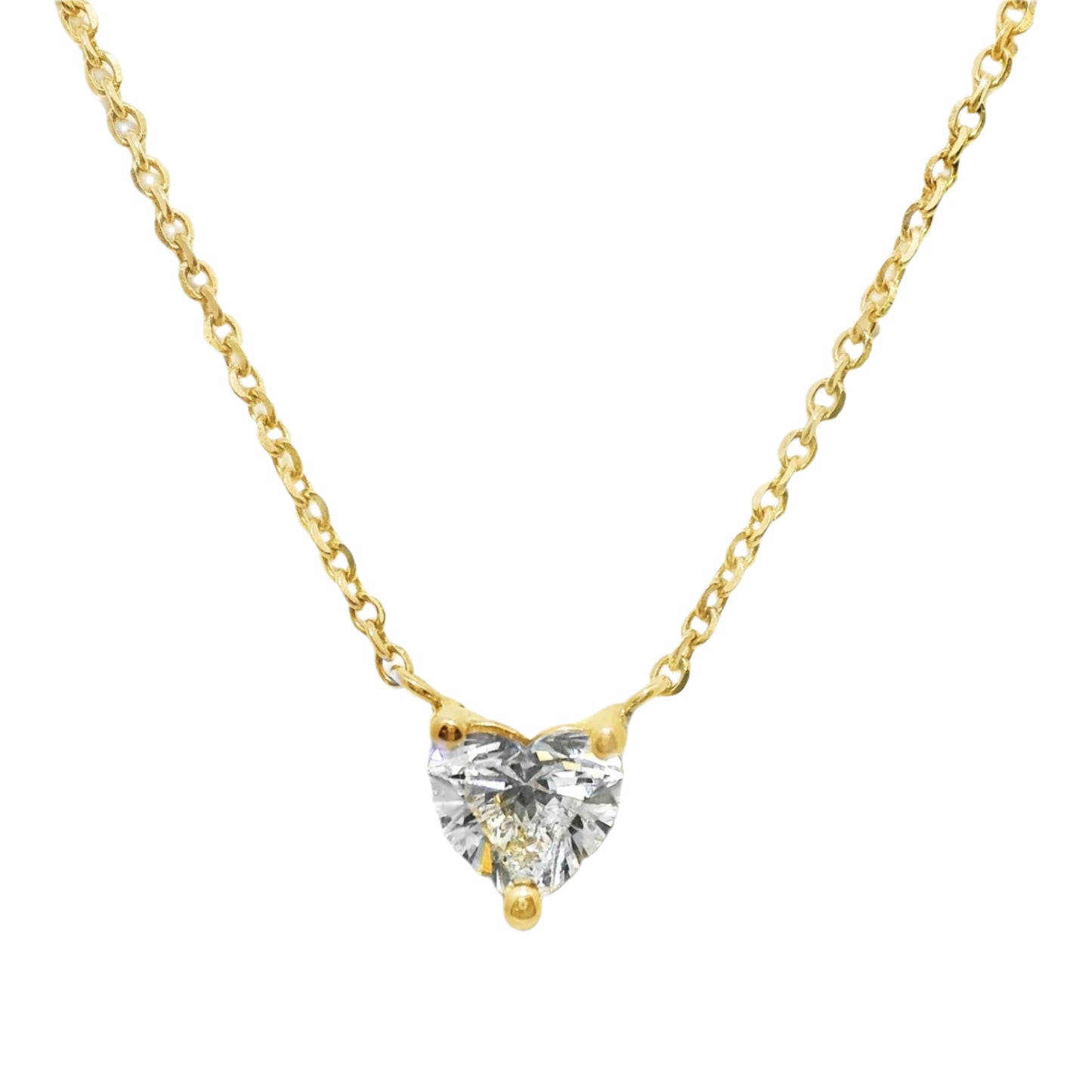 14k Gold Necklace with 1 Carat Heart Shaped Lab Diamond - E VS1