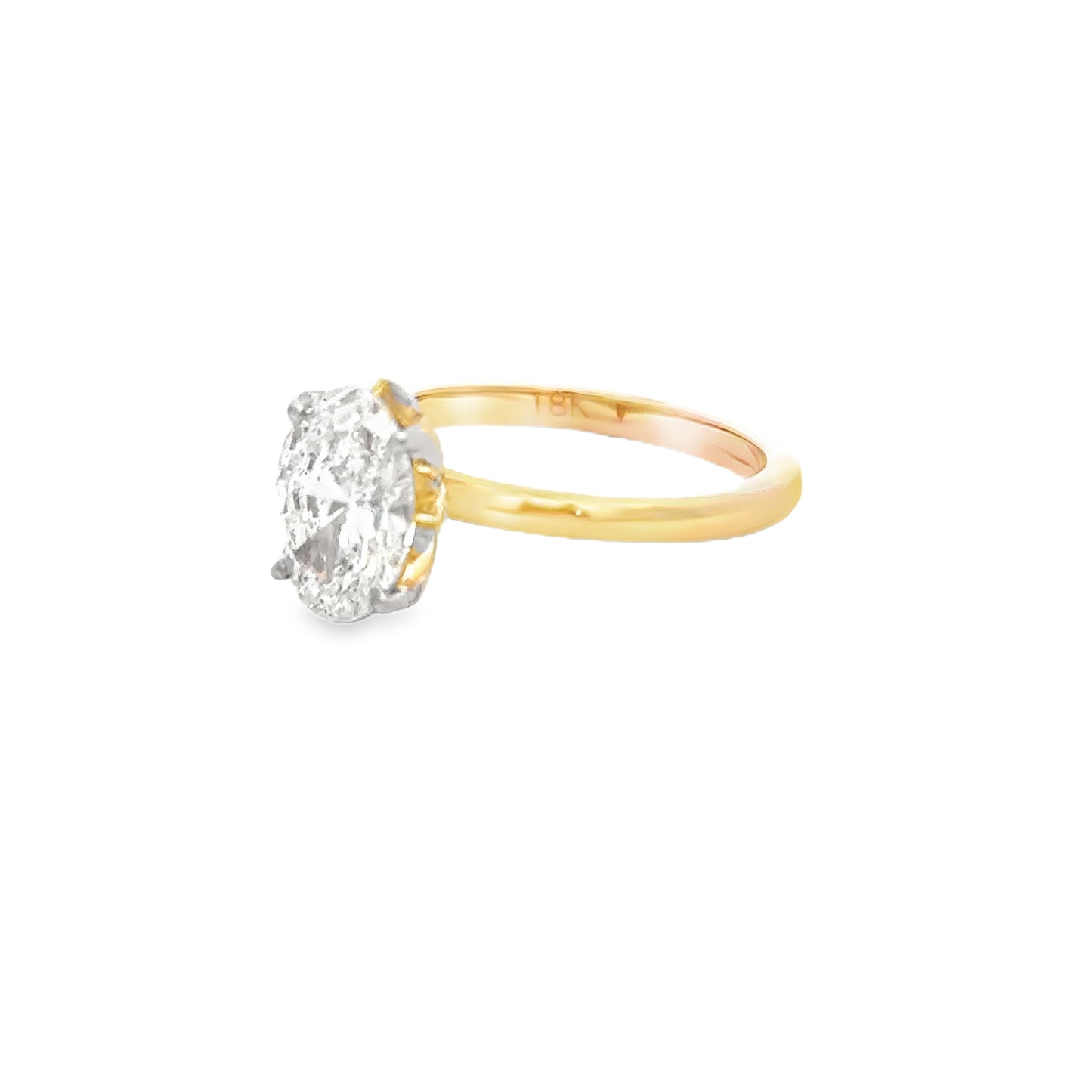 18k Gold Tulip Setting Engagement Ring with 2.07 ct center