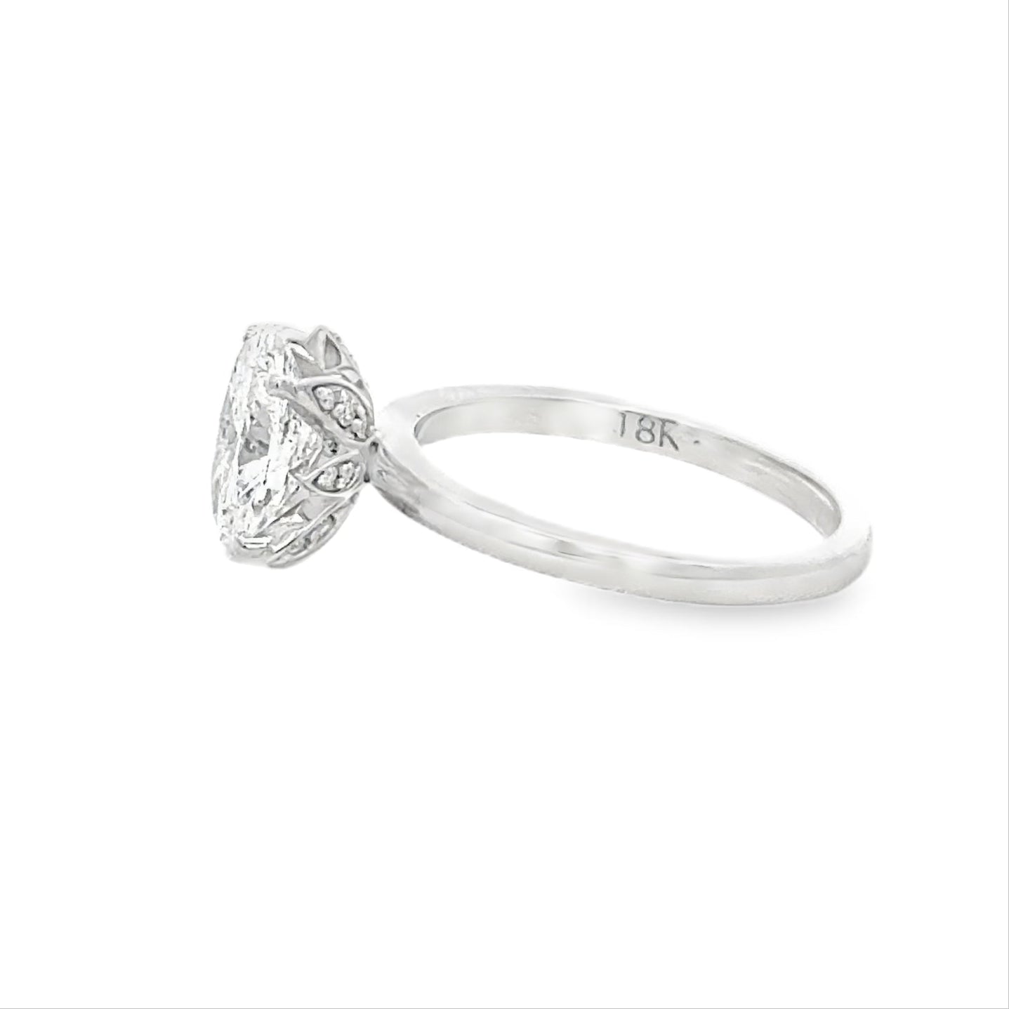 18k White Gold Tulip Setting Engagement Ring with 2.07 ct center