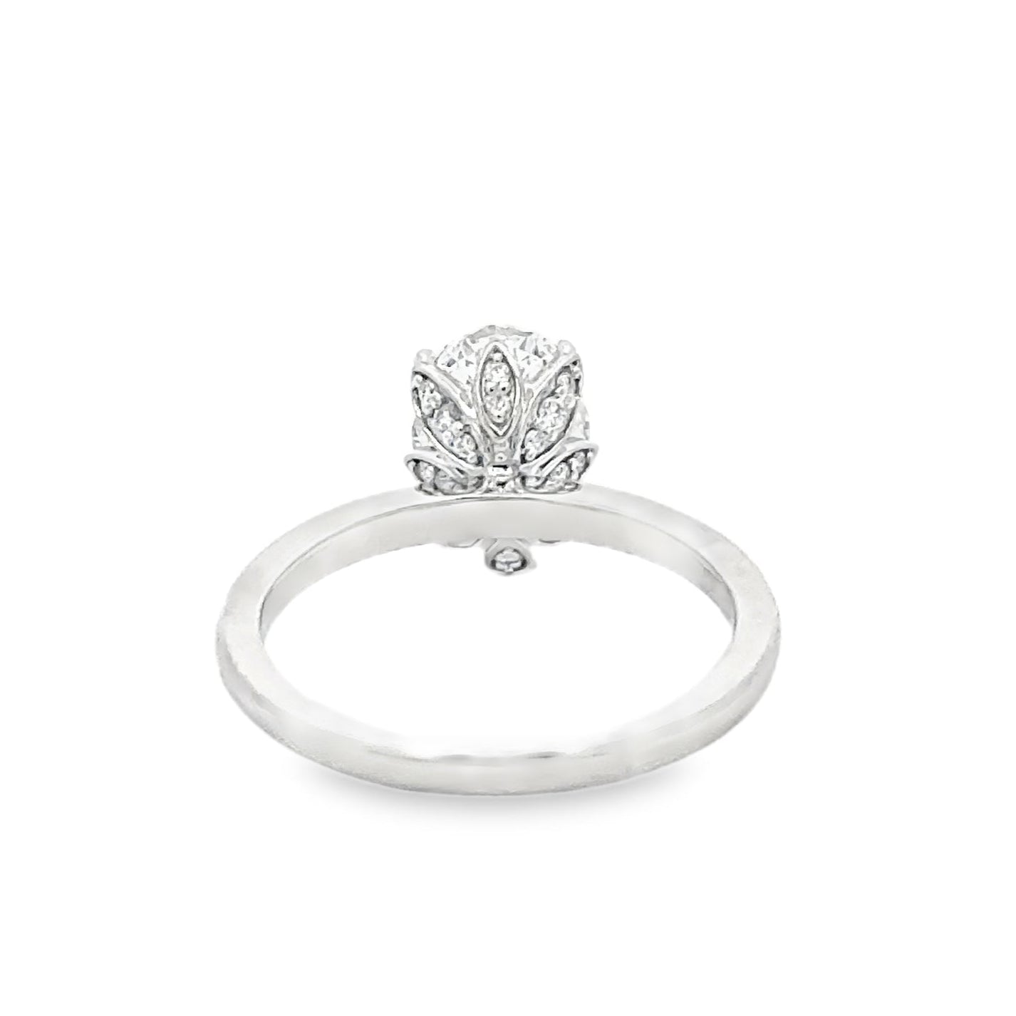 18k White Gold Tulip Setting Engagement Ring with 2.07 ct center