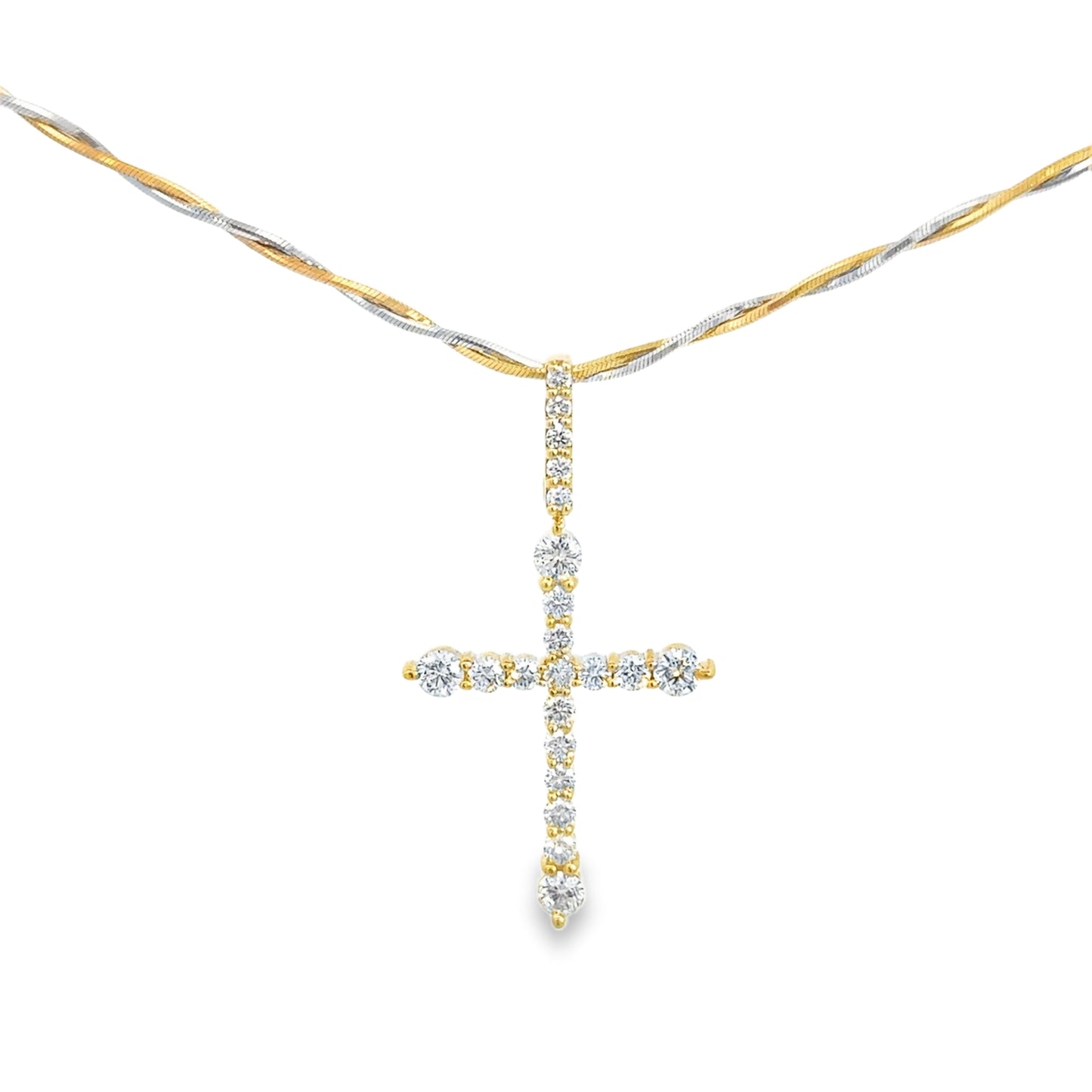 10k Yellow Gold Natural Diamond Cross Pendant (1.14 tcw)