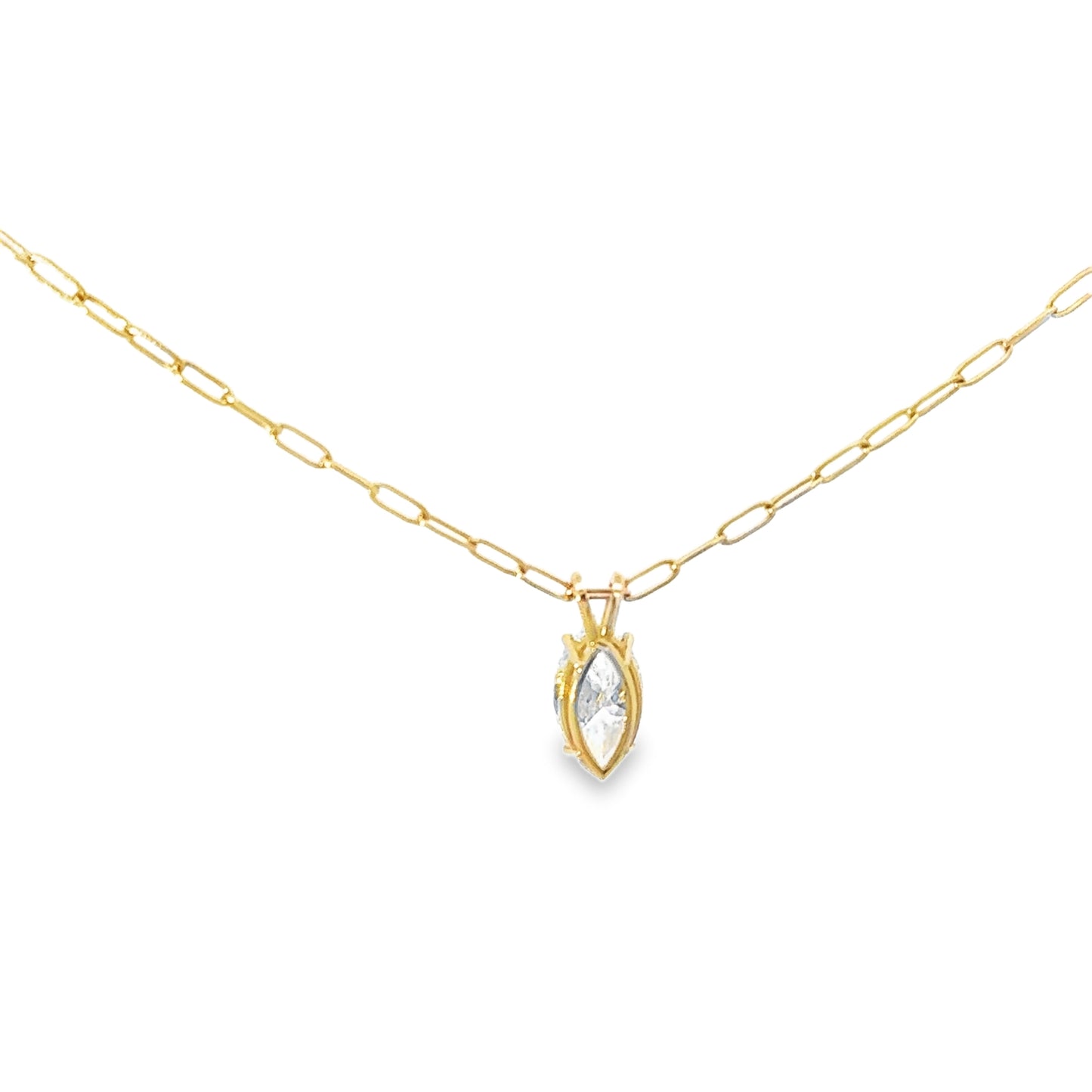 14k Gold Marquise Cut Lab Grown Diamond Solitaire Pendant (2.04 tcw)