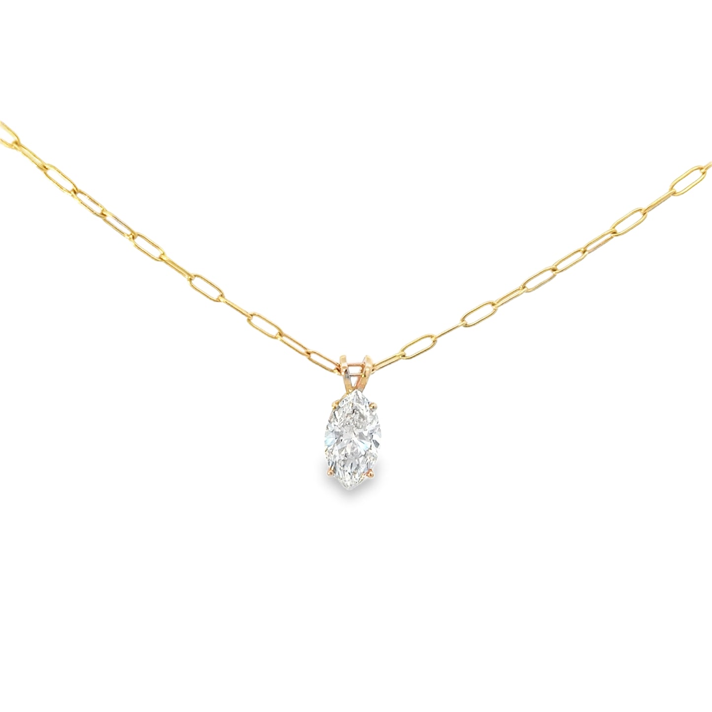 14k Gold Marquise Cut Lab Grown Diamond Solitaire Pendant (2.04 tcw)