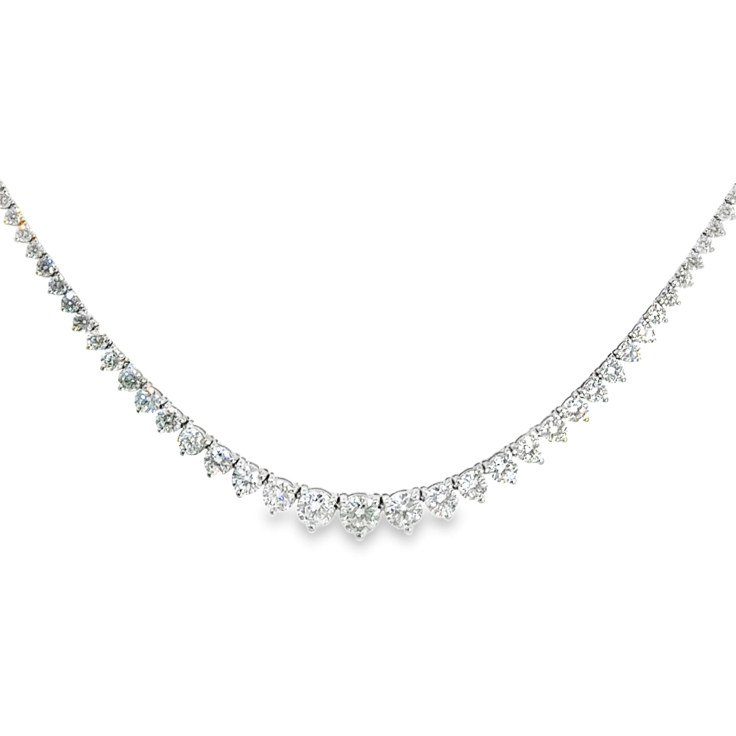 Lab Grown 10.50 tcw Graduated Diamond Riviera Tennis Necklace 14k White Gold - 18"